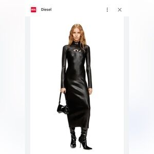 Authentic Diesel logo Black Ribbed Long Sleeve Dress